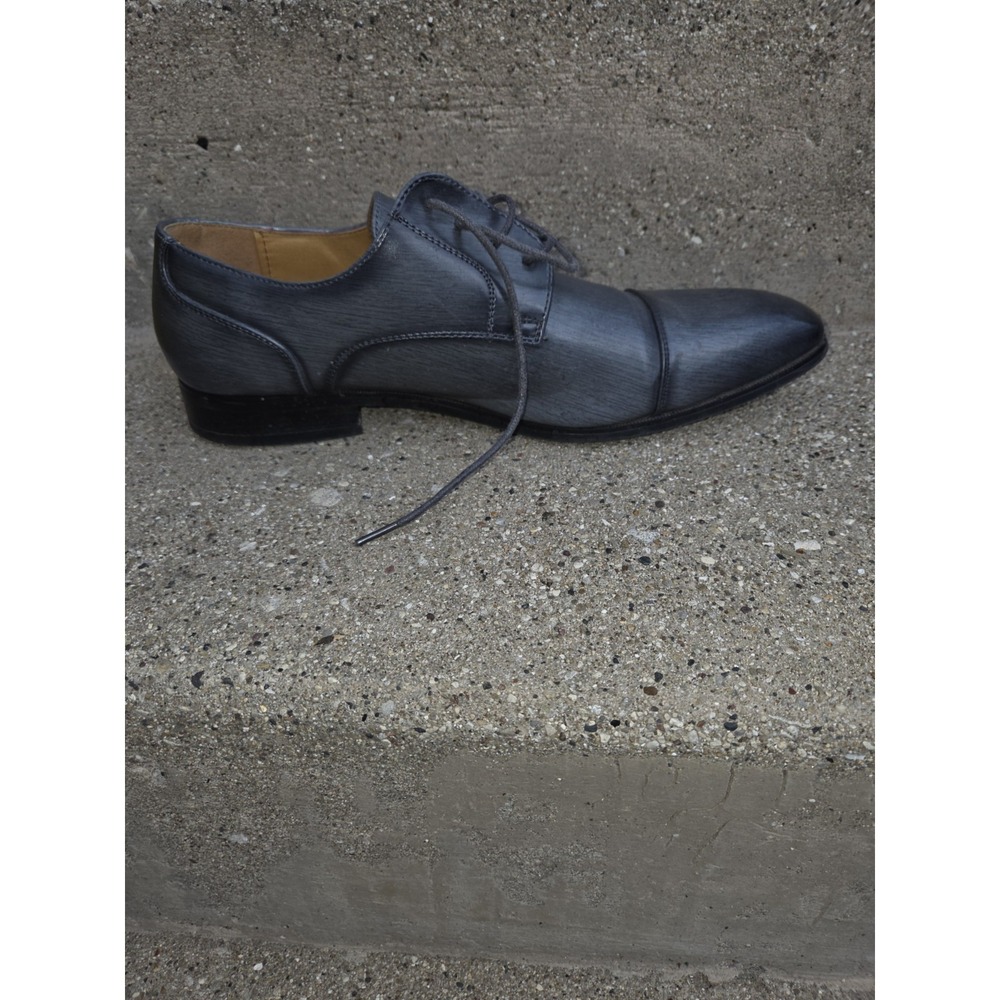 Antonio Cerrelli Mens Gray Ombre Wood Grain Cap Toe Derby Shoes  Size 10.5